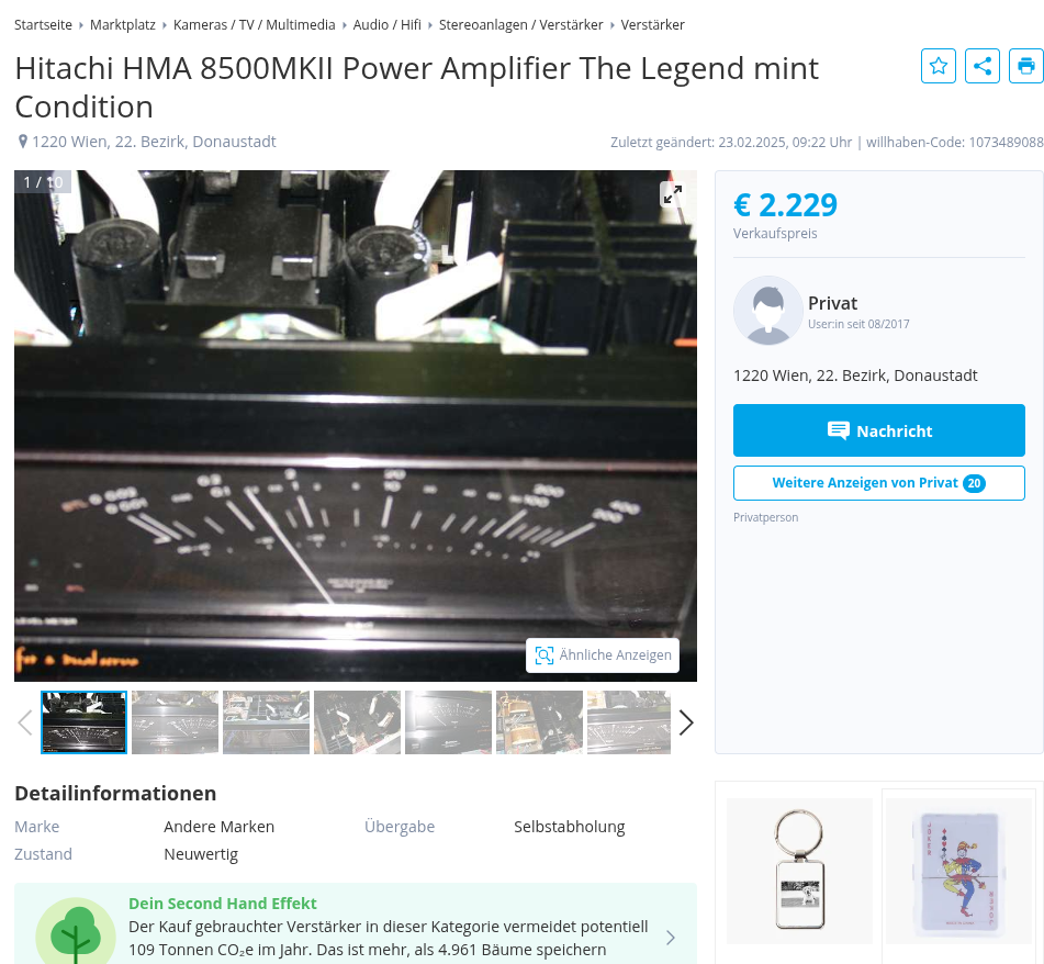Hitachi HMA 8500 MKii, une cote qui s'envole
